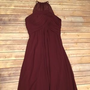 Davids bridal long bridesmaid gown in wine